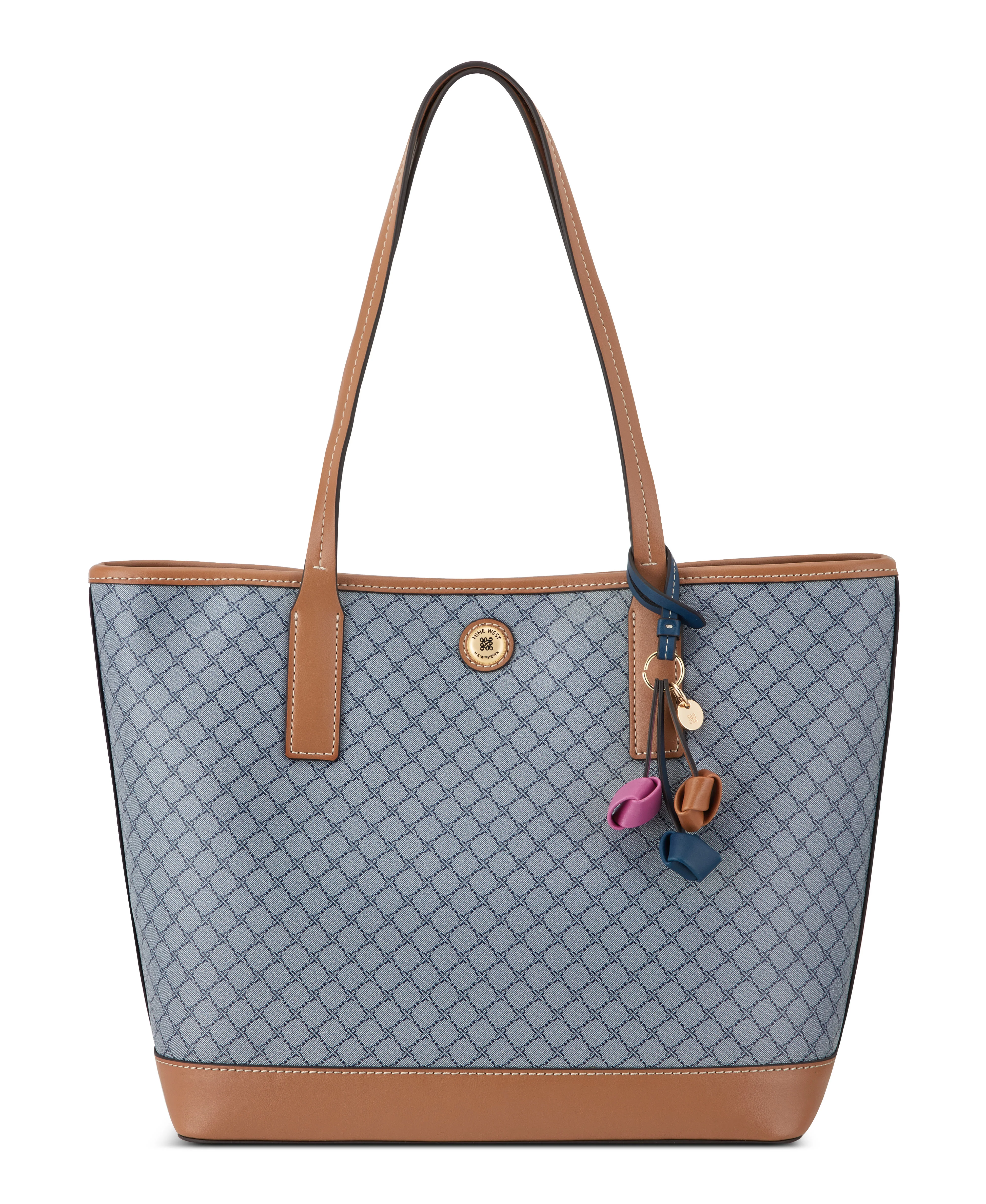 NINE WEST HANDBAGS TALLEY 2 IN 1 TOTE CHAMBRAY LOGO/BRANDY - Image 3
