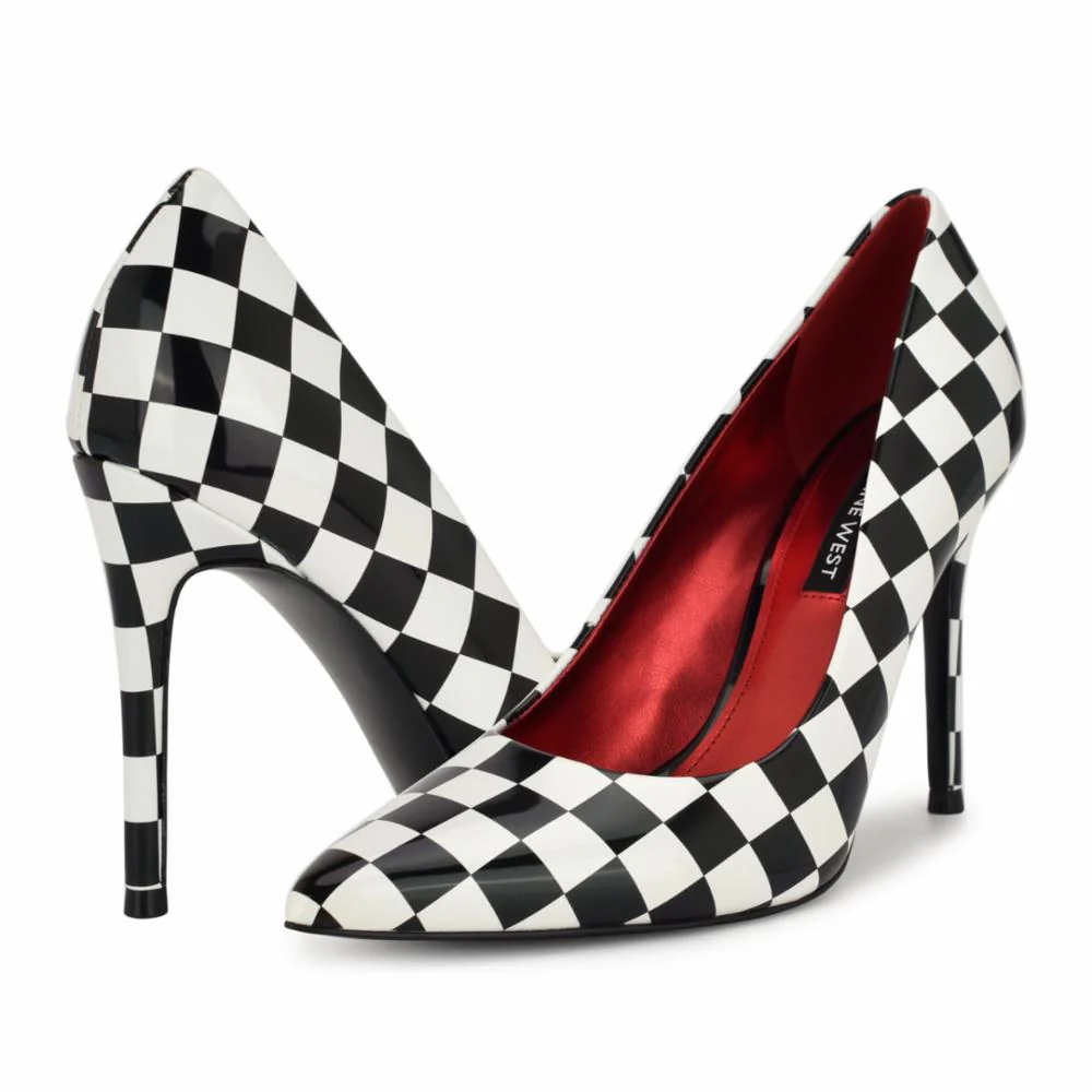 Nine West FRESH3 BLACK+WHITE/CHECKERD PATENT PU - Image 4