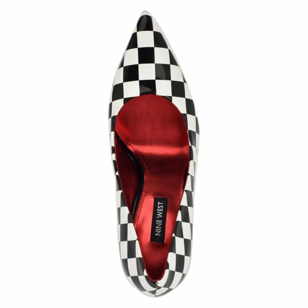 Nine West FRESH3 BLACK+WHITE/CHECKERD PATENT PU - Image 5