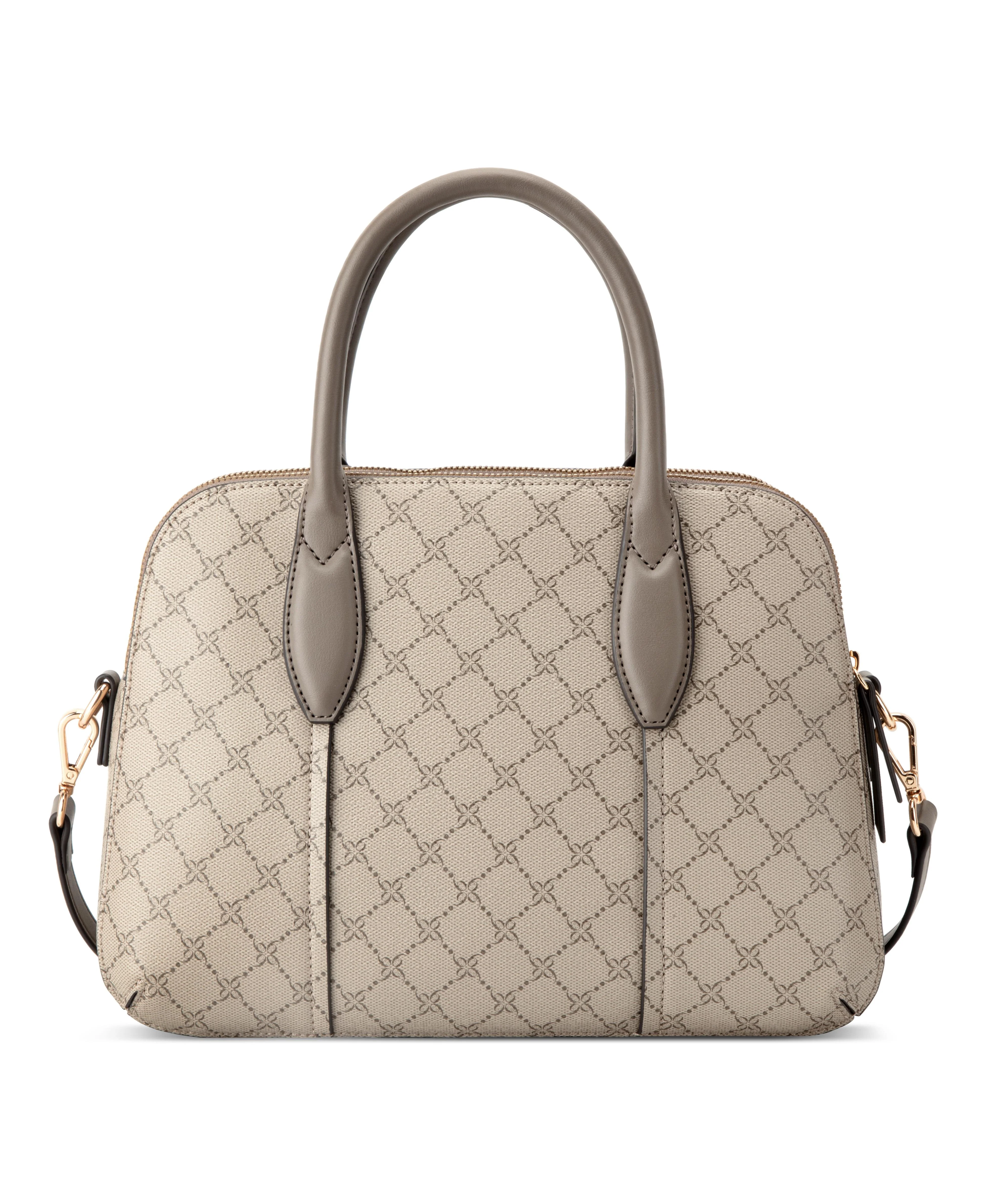 Nine West Handbags GRADY DOME SATCHEL BEIGE LOGO/FLINT - Image 3