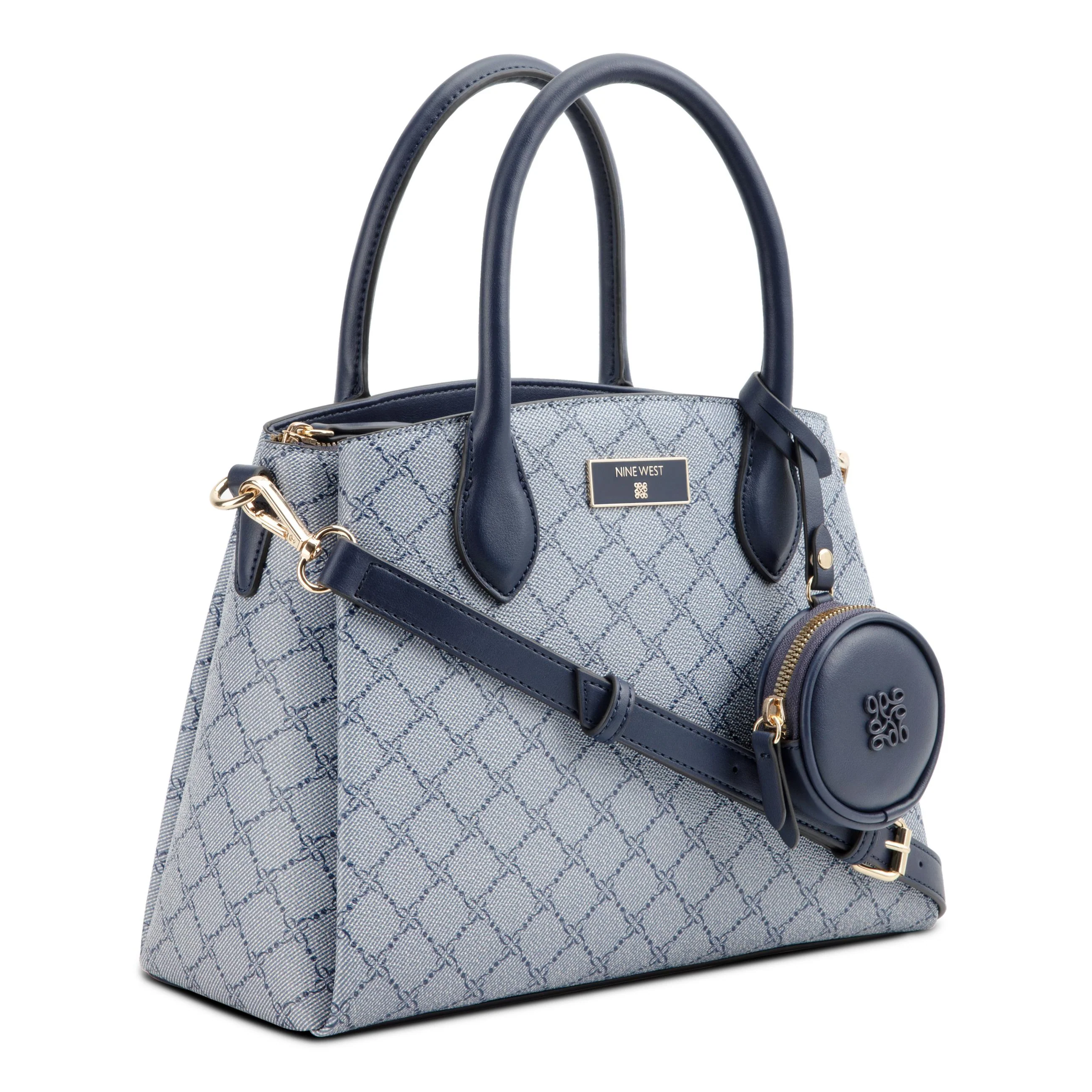Nine West Handbags MARY SATCHEL CHAMBRAY LOGO/NAVY - Image 3