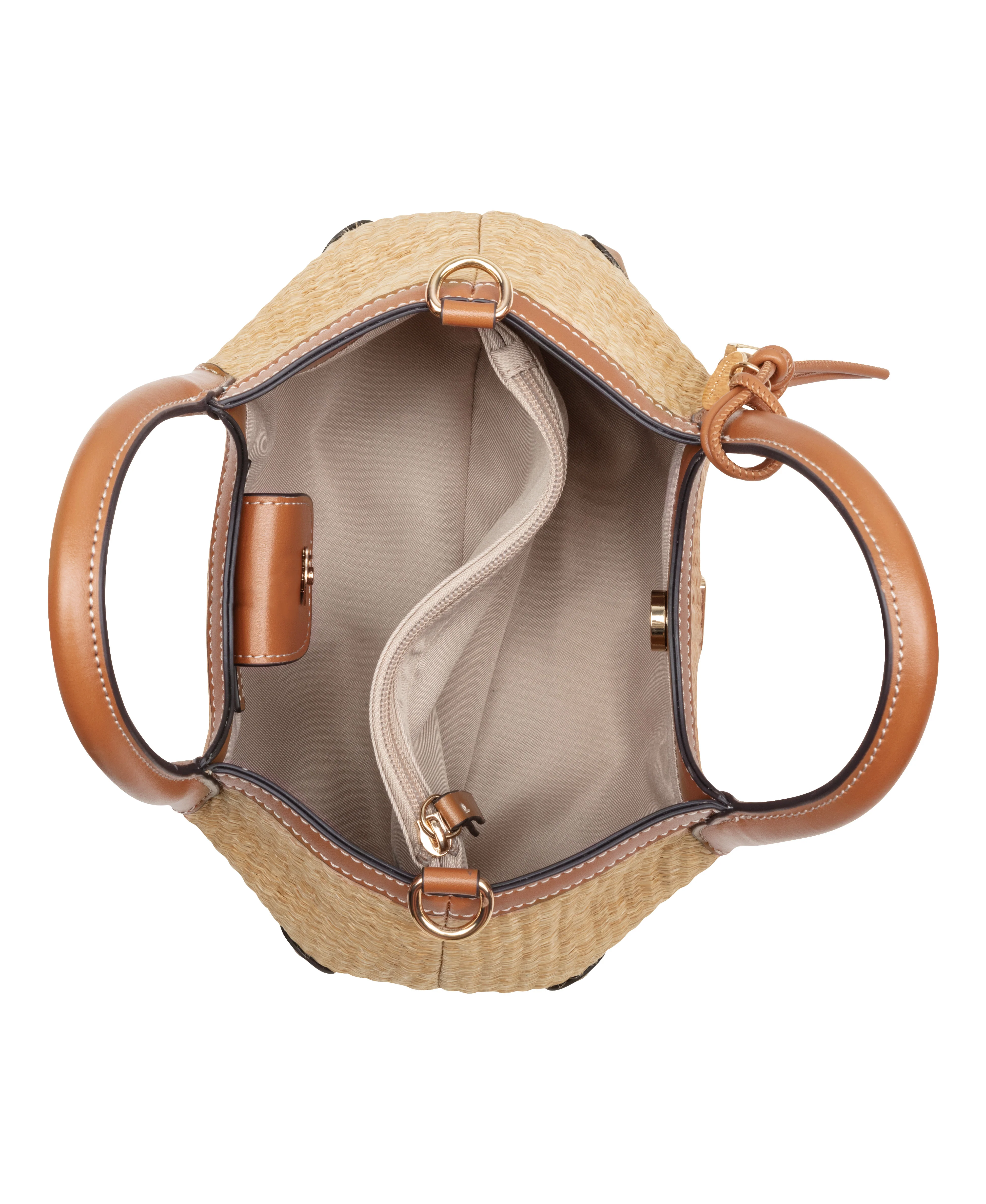 NINE WEST HANDBAGS SULLIVIN SMALL SATCHEL NATURAL/BRANDY - Image 4